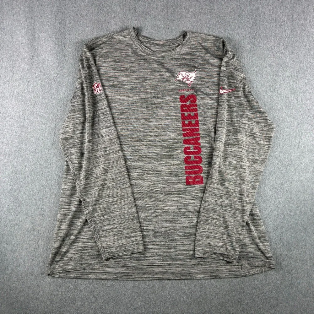 Tampa Bay Buccaneers Shirt Mens XXL Gray Nike Dri Fit Team Issue Long Sleeve